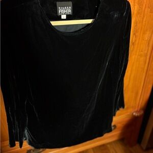 Eileen Fisher Classic Black velvet luxurious, long sleeve top